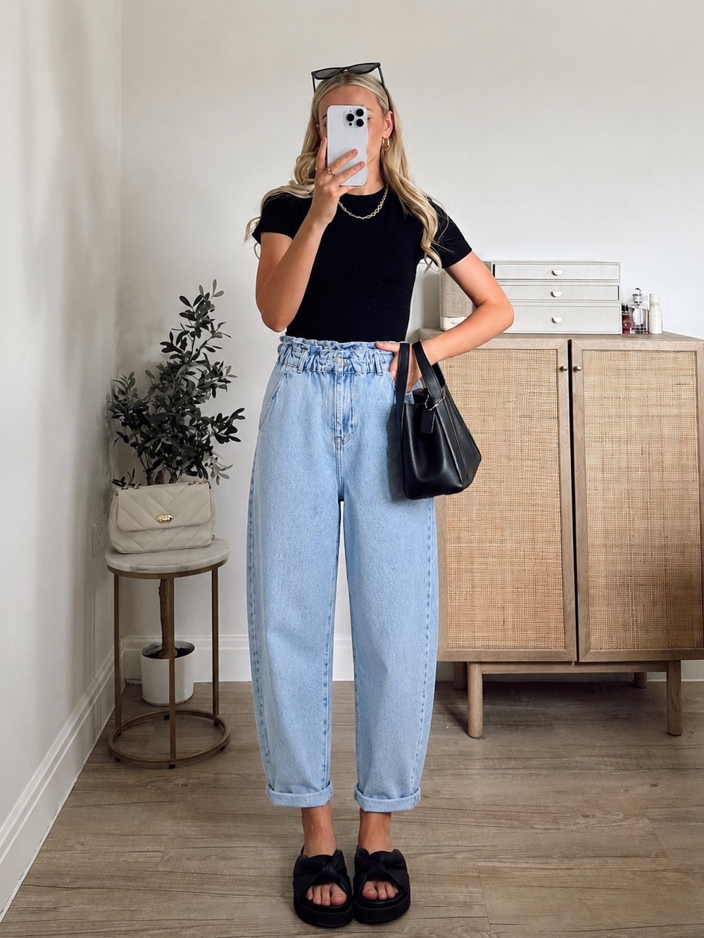 Zara Light Wash Paperbag Balloon Jeans High Rise Size 2 Boho Minimalist